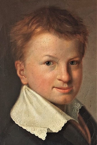 19th century - Portrait of a young boy -   Johannes Luthy (1803-1873)